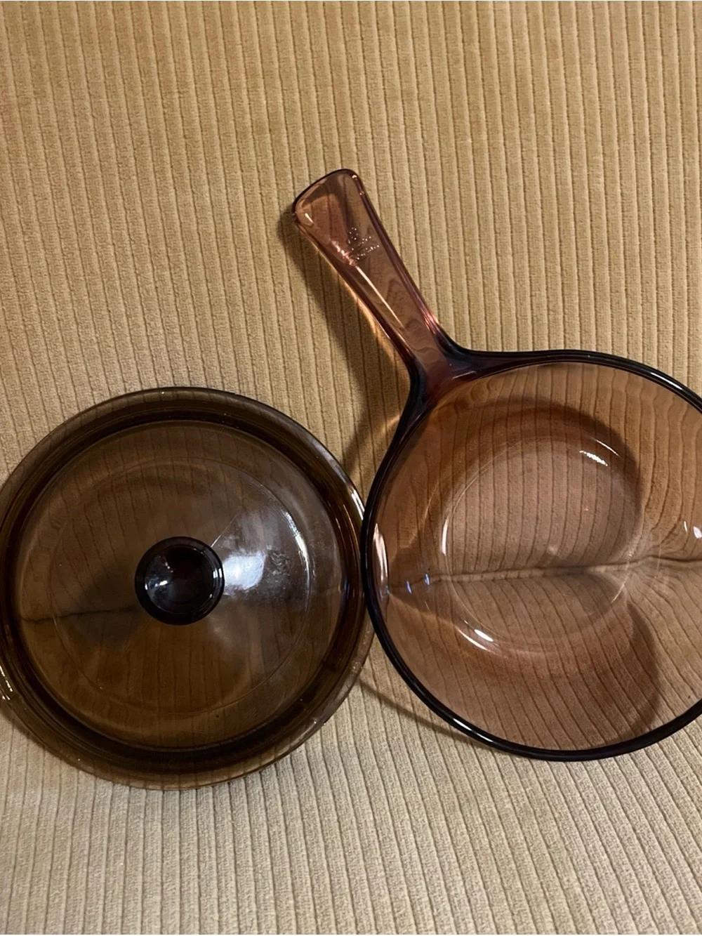 Visions Corning Ware Pyrex Glass .5L Sauce Pan Cookware Brown Amber & Lid P81C